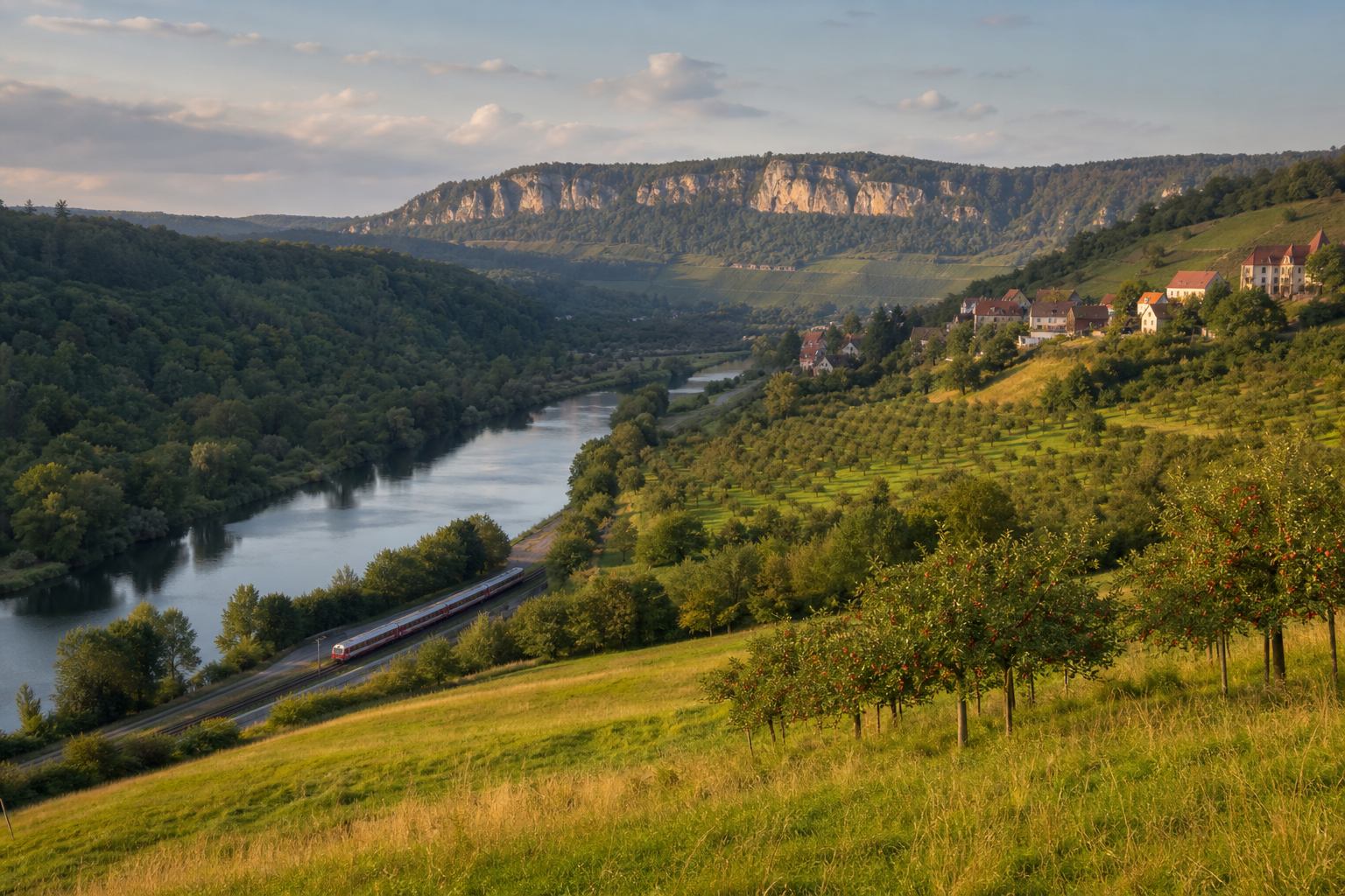 Landschaftspanorama entlang einer mehrtägigen Frankenroute